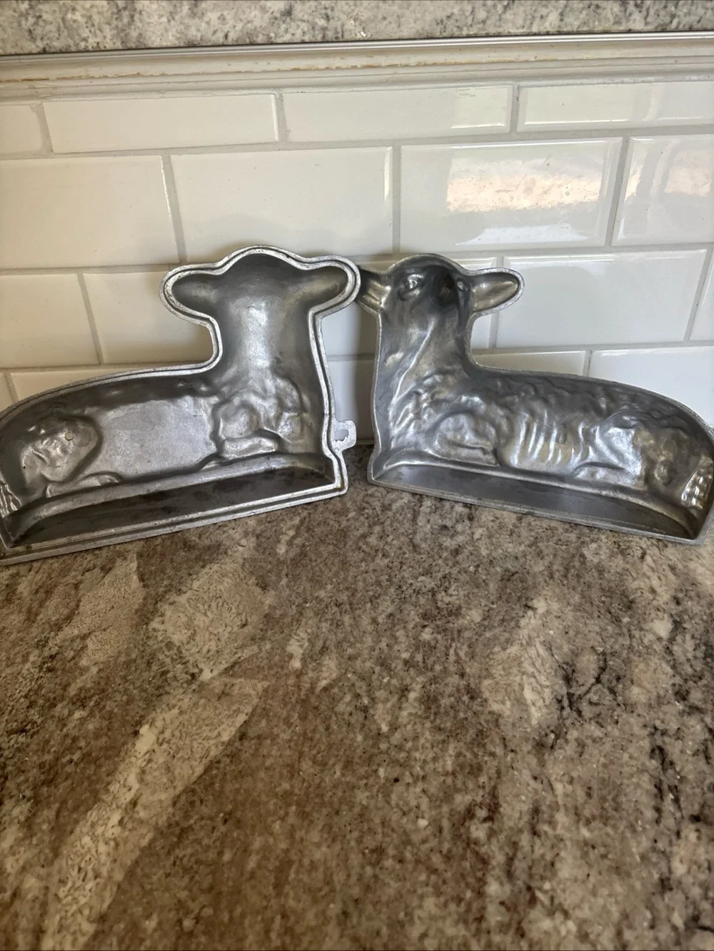 Vintage Cast Aluminum LAMB/SHEEP 2 Piece Chocolate, Candy, & Cake Mold Heavy!